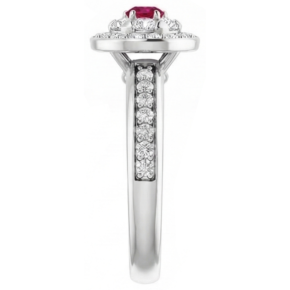 Halo Rubin & Aus der Erde Abgebauter Natürlicher Diamant Ring 1,80 Karat Weißgold 14K
