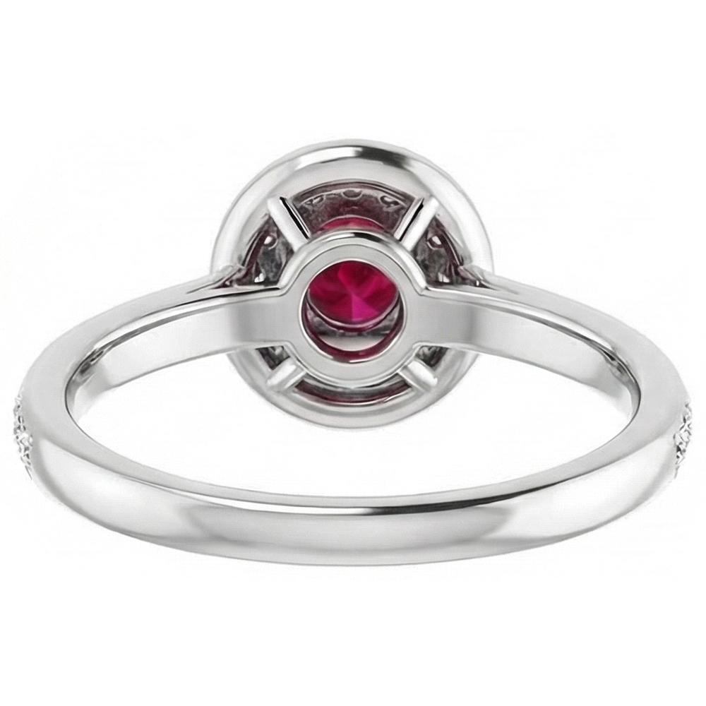 Halo Rubin & Aus der Erde Abgebauter Natürlicher Diamant Ring 1,80 Karat Weißgold 14K
