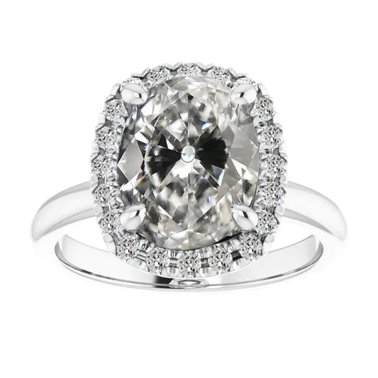 Halo Rund & Oval Altschliff Echt Diamant Ring Krappen Set 7 Karat