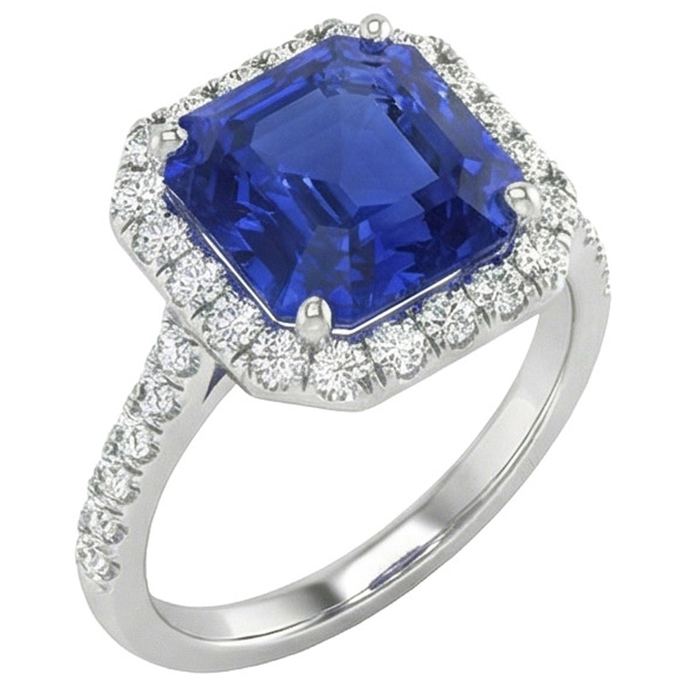 echter asscher diamant 5.75Karat ring Seitenansicht