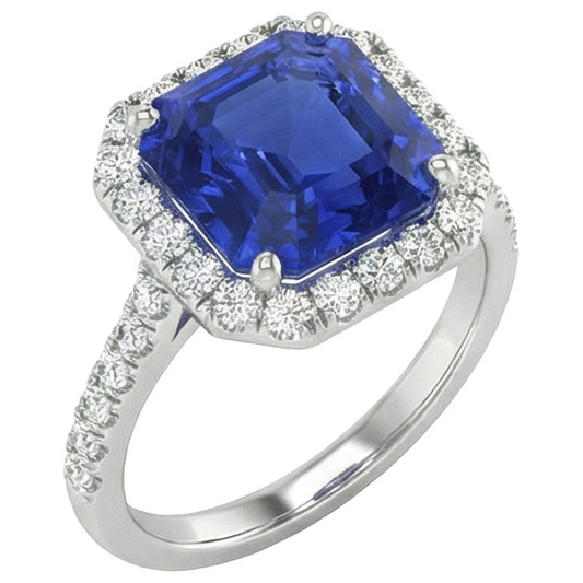 echter asscher diamant 5.75Karat ring Seitenansicht