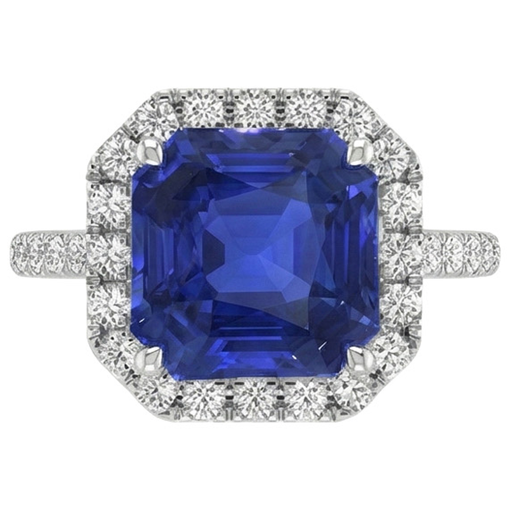 echter asscher diamant 5.75Karat ring Detailansicht