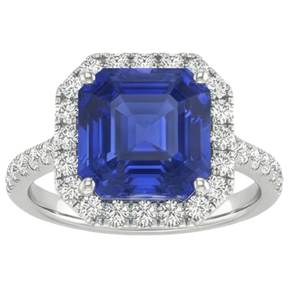 echter asscher diamant 5.75Karat ring Vorderansicht