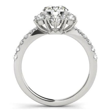 Halo Runden Echt DiamantFlower Style Verlobungsring 2.25 Karat WG 14K