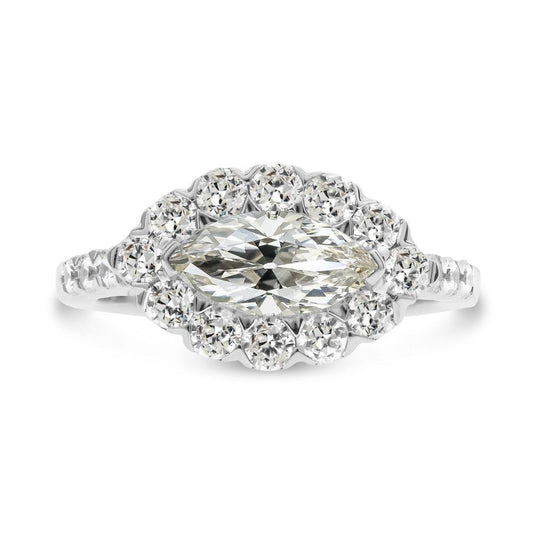 Halo Runden & Marquise Old Mine Cut Echt Diamantring 9.50 Karat