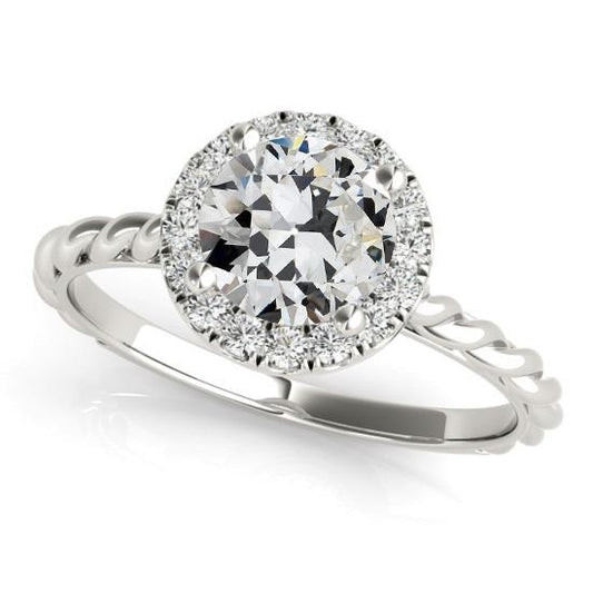Halo Runden Old Mine Cut Diamantring Zinkenseil Stil 3.50 Karat
