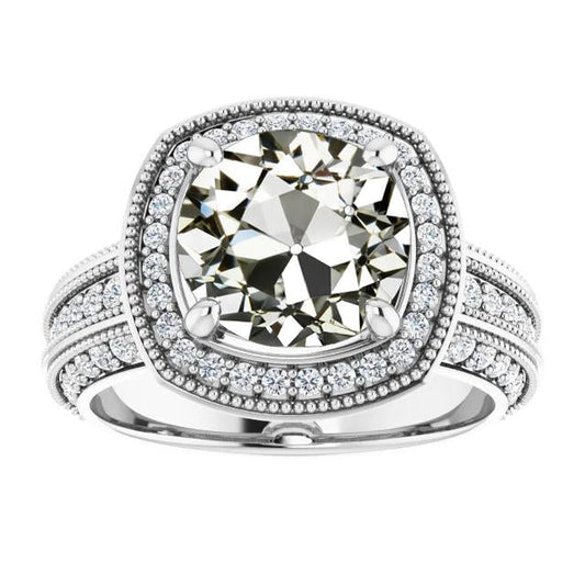 Halo Runden Old Mine Cut Echt Diamantring 14K Goldschmuck 6.50 Karat