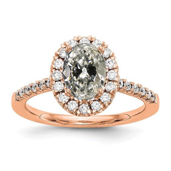 Halo Runden & Oval Old European Echt Diamant Ring 4 Karat Roségold