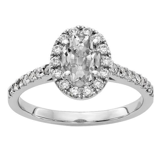 Halo Runden & Oval alter Bergmann Echt Diamantring 4 Krappen Set 5.50 Karat