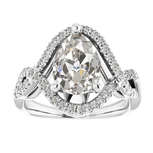 Halo Runden & Pear Altschliff Echt Diamantring Krappen Infinity Style 7 Karat