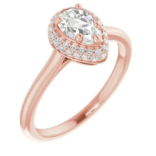 Halo Runden & Pear alter Bergmann Echt Diamantring 4.70 Karat Damenschmuck
