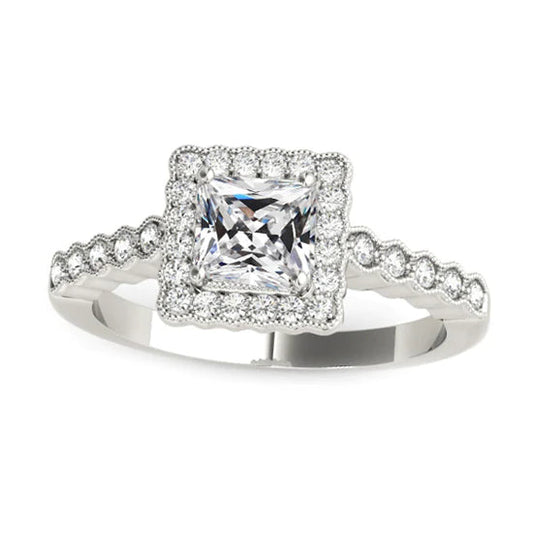 Halo Runden & Square Cut alter Bergmann Echt Diamantring Schmuck 4.25 Karat