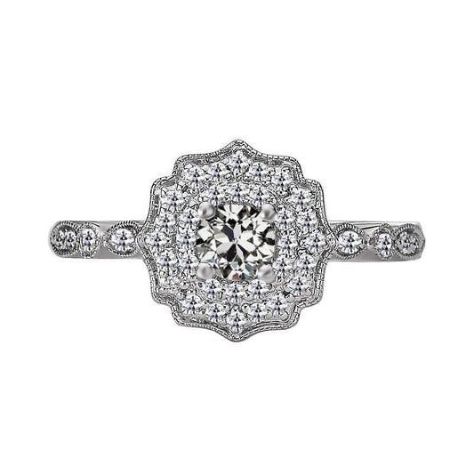 Halo Runden alter Bergmann Echt Diamantring Blume Vintage Style 3.50 Karat