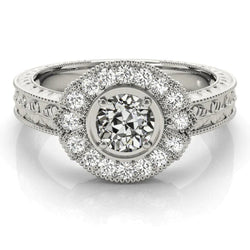 Halo Runden alter Bergmann Echt Aus der Erde Abgebauter Natürlicher Diamantring Krappen Vintage Style 3 Karat