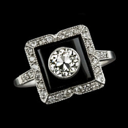 Halo Runden alter Bergmann Echt Diamantring Schwarzes Rhodium & Gold 3,25 Karat