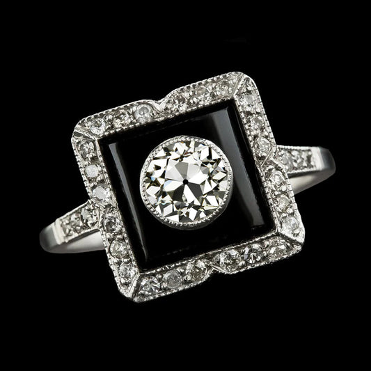 Halo Runden alter Bergmann Echt Diamantring Schwarzes Rhodium & Gold 3,25 Karat