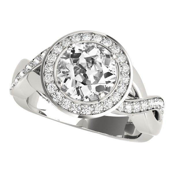 Halo Runder Altschliff Echt Diamantring 5.75 Karat Infinity Style