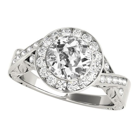 Halo Runder Altschliff Echt Diamantring Twisted Style 5.25 Karat Schmuck