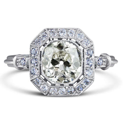 Halo Runder Altschliff Echt Aus der Erde Abgebauter Natürlicher Diamantring Vintage Style Gold 4.75 Karat