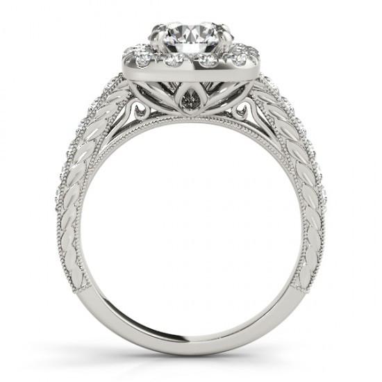 Halo Runder Echt Diamant-Verlobungsring Antik-Stil 1.75 Karat WG 14K