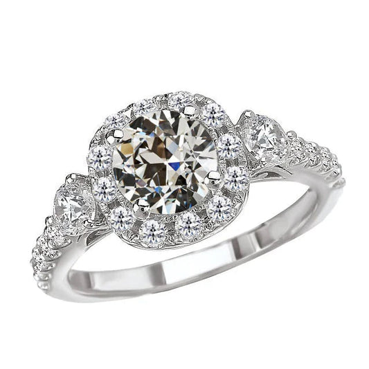 Halo Runder Jahrestagsring mit Etch Diamanten im alten Minenschliff von 5,50 Karat