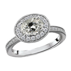 Halo Runder & Ovaler Altschliff-Echt Diamant-Verlobungsring 4.50 Karat