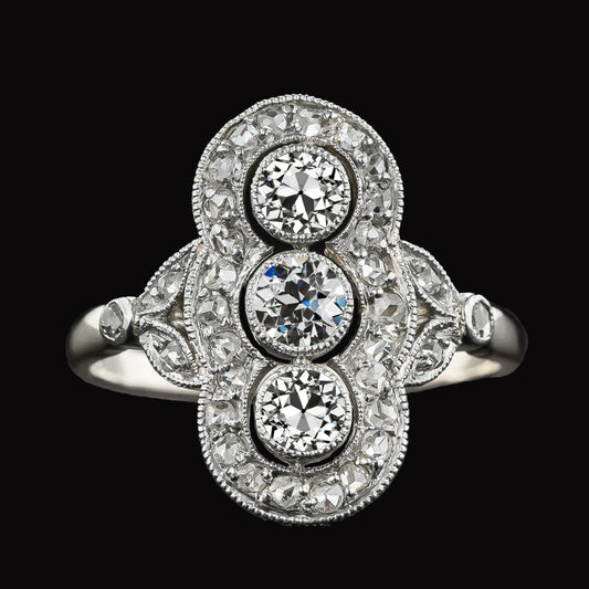 Halo Runder alter Bergmann Natürliche Diamantring Milgrain Vintage Style 5 Karat
