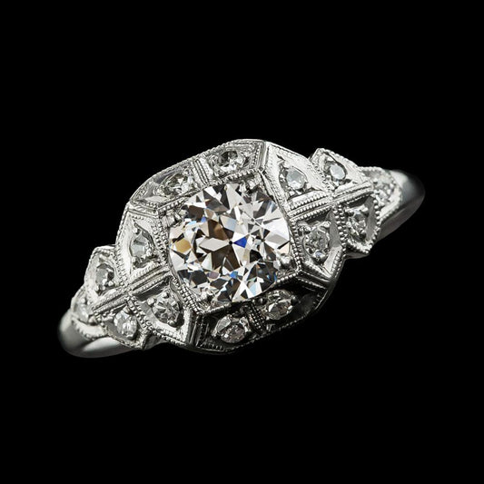 Halo Runder alter Minenschliff Natürliche Diamantring 3 Karat Weißgold 14K