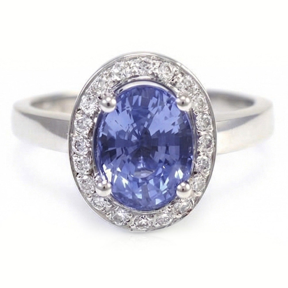 Halo-Saphir-Aus der Erde Abgebauter Natürlicher Diamant-Ring