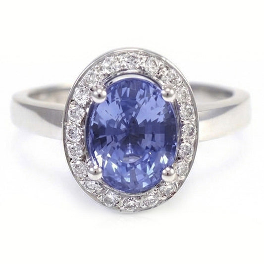 Halo-Saphir-Aus der Erde Abgebauter Natürlicher Diamant-Ring
