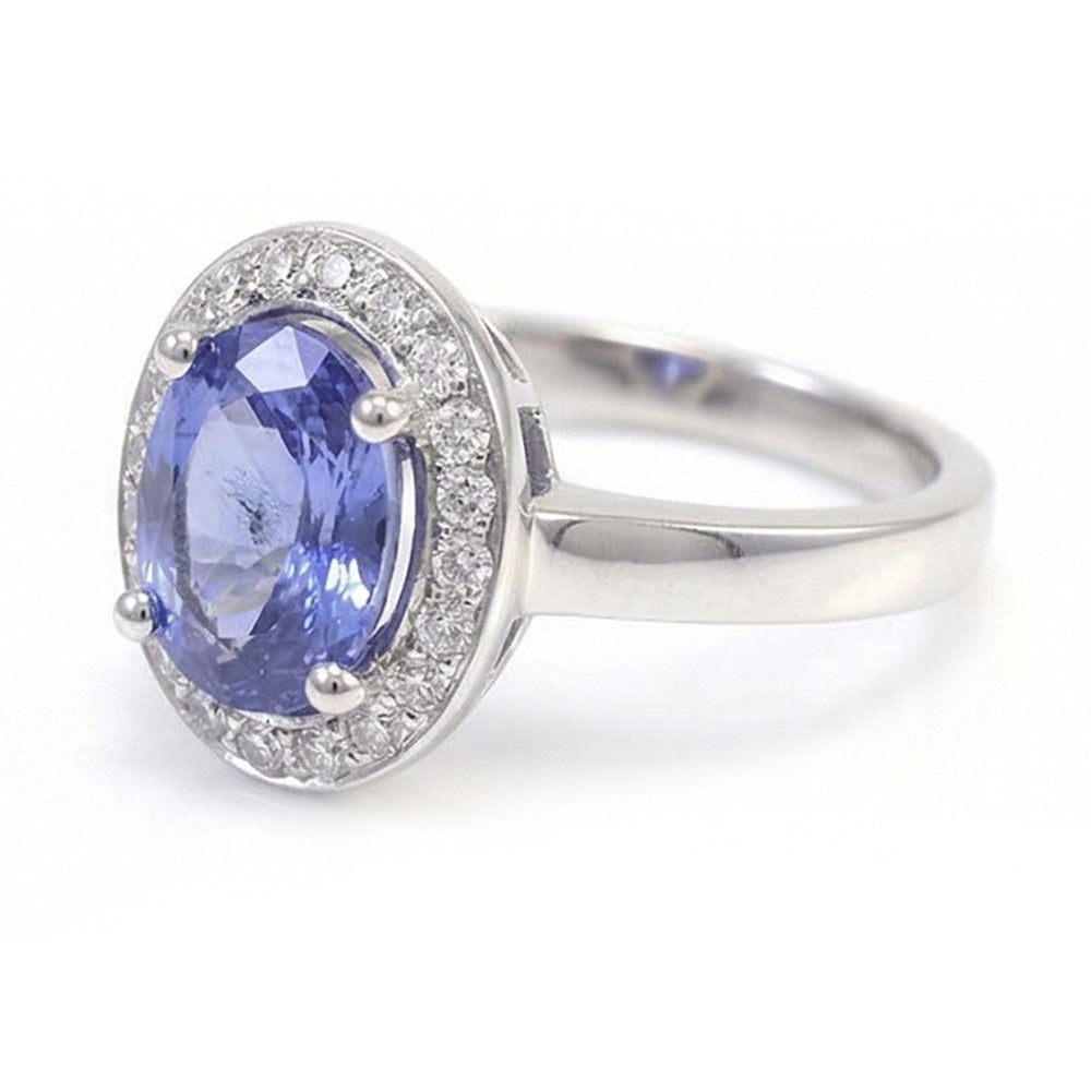 Halo-Saphir-Aus der Erde Abgebauter Natürlicher Diamant-Ring