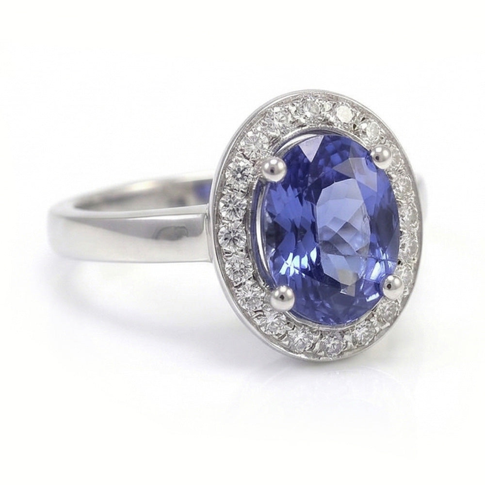 Halo-Saphir-Aus der Erde Abgebauter Natürlicher Diamant-Ring
