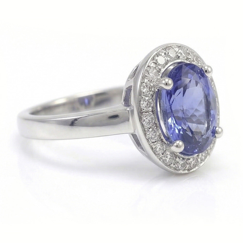Halo-Saphir-Aus der Erde Abgebauter Natürlicher Diamant-Ring