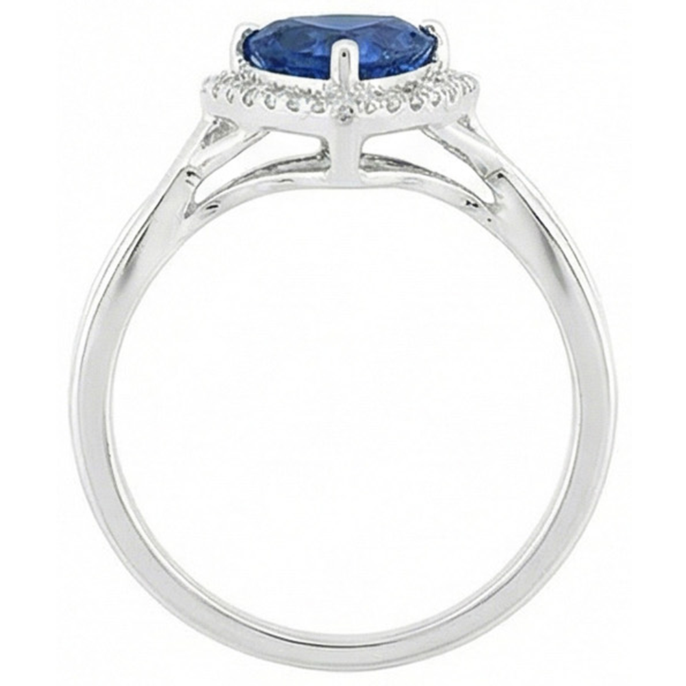 Halo Trillion Saphir Ring Split Shank Aus der Erde Abgebauter Natürlicher Diamanten 2,50 Karat Gold 14K