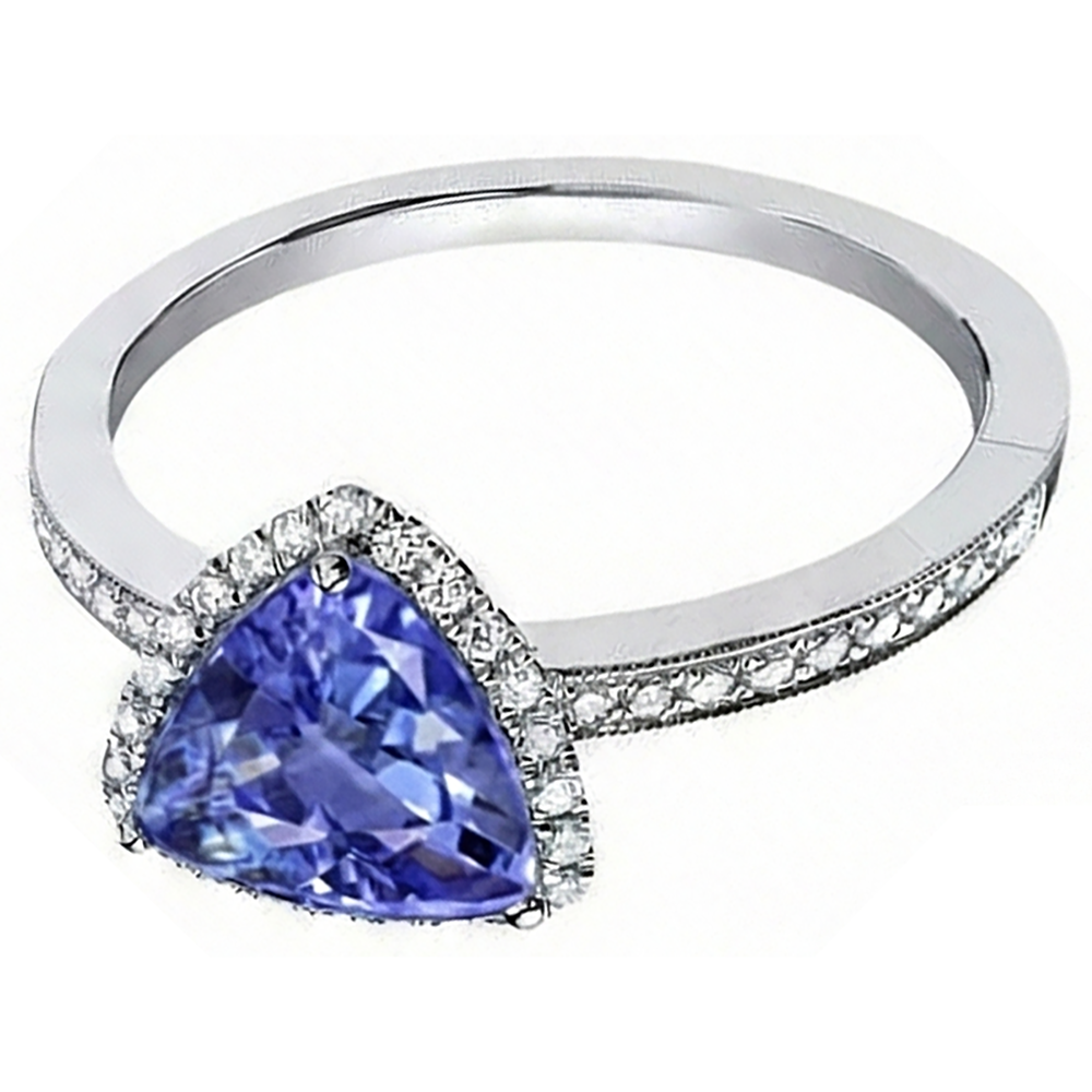 Halo Trillion Tansanit AAA Ring mit runden Aus der Erde Abgebauter Natürlicher Diamanten 4 Karat