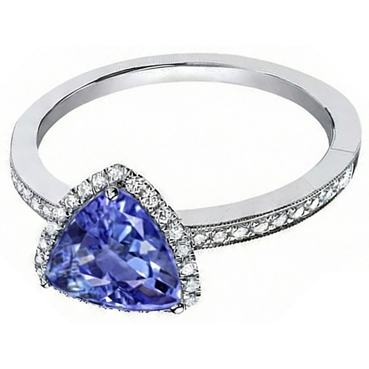 Halo Trillion Tansanit AAA Ring mit runden Aus der Erde Abgebauter Natürlicher Diamanten 4 Karat
