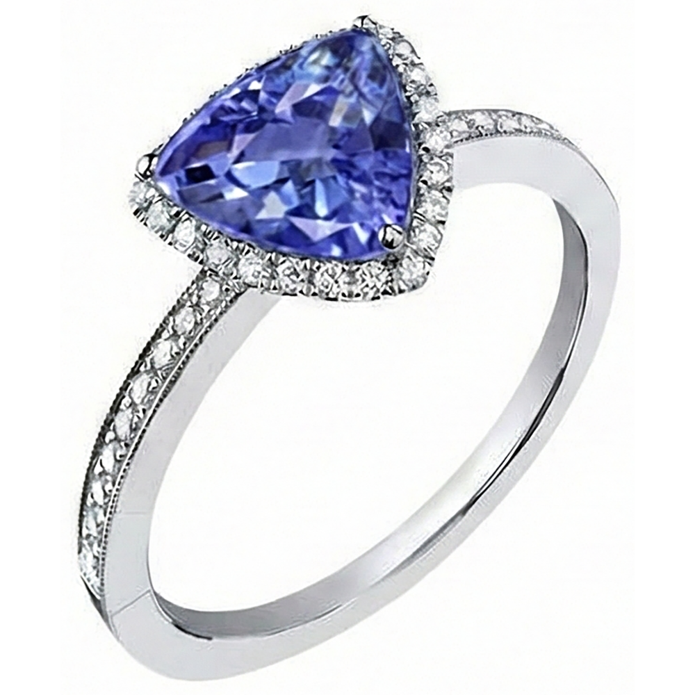 Halo Trillion Tansanit AAA Ring mit runden Aus der Erde Abgebauter Natürlicher Diamanten 4 Karat