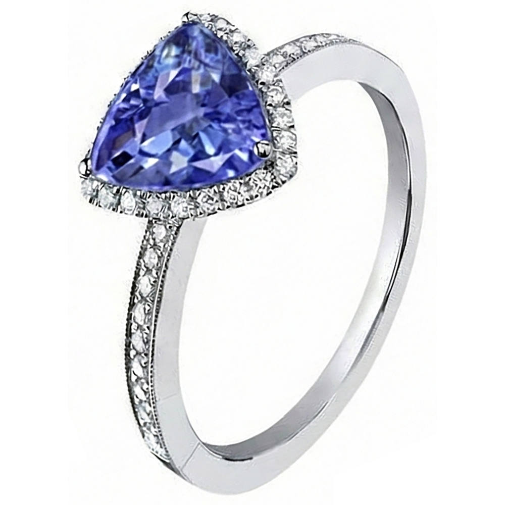 Halo Trillion Tansanit AAA Ring mit runden Aus der Erde Abgebauter Natürlicher Diamanten 4 Karat