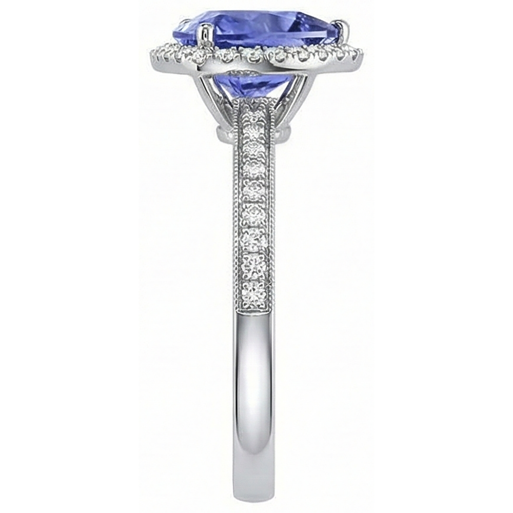 Halo Trillion Tansanit AAA Ring mit runden Aus der Erde Abgebauter Natürlicher Diamanten 4 Karat