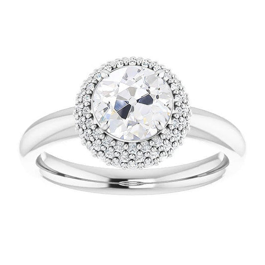 Halo Verlobungsring Altschliff Echt Diamant Krappenfassung 5 Karat 14K Gold