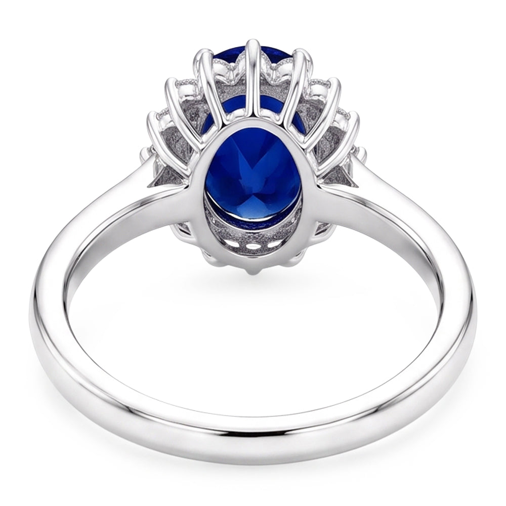 Halo Verlobungsring Oval Srilanka Saphir Sunburst Style 2,50 Karat