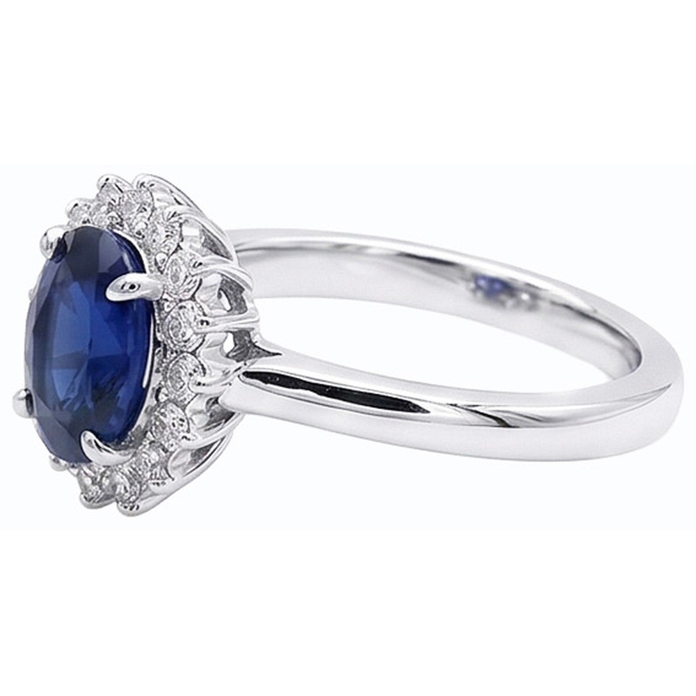 Halo Verlobungsring Oval Srilanka Saphir Sunburst Style 2,50 Karat