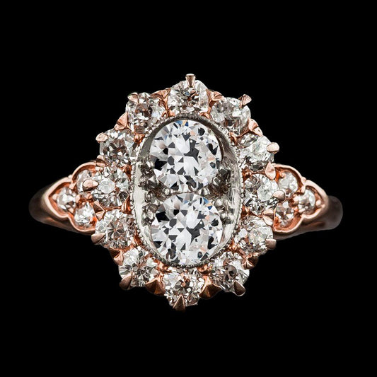 Halo Verlobungsring Rund alter Bergmann Echt Diamant Flower Style 5.50 Karat