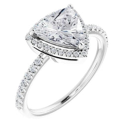 Halo-Verlobungsring aus echtem Gold mit Trillion-Diamant, 2,50 Karat, Damenschmuck