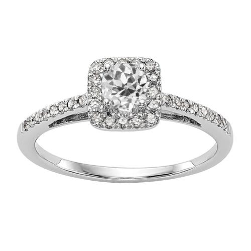 Halo-Verlobungsring für Damen mit Akzenten Altschliff-Echt Diamant 3 Karat