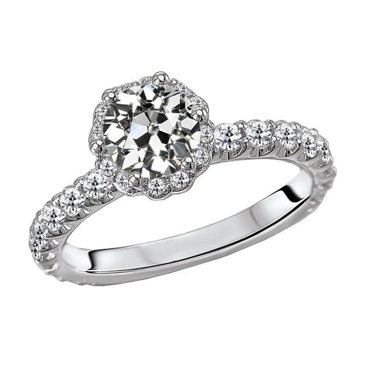 Halo-Verlobungsring für Damen runder alter Bergmanns Echt diamant 7 Karat