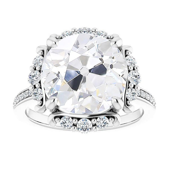 Halo-Verlobungsring mit Akzenten Altschliff-Echt Diamant 9.25 Karat
