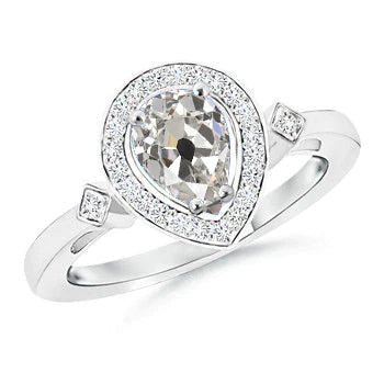 Halo Verlobungsring mit Birnen Echt diamant im Minenschliff 1,50 Karat