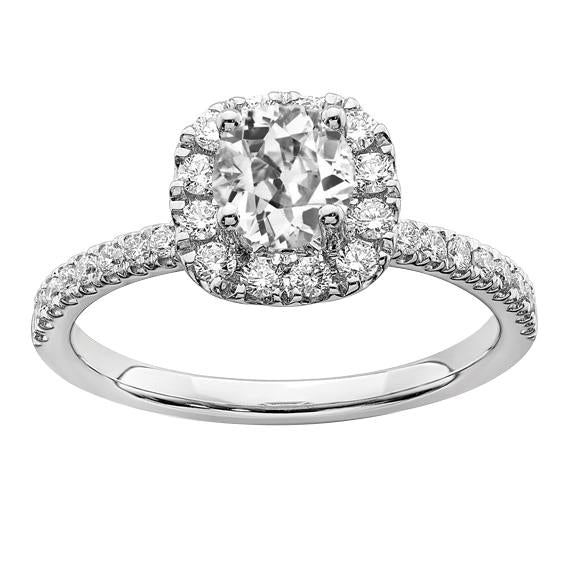 Halo-Verlobungsring runder alter Echt Bergmannsdiamant mit Akzenten 4.50 Karat