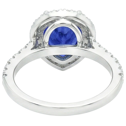 Halo Weißgold Ring Birne Sri Lanka Saphir & Natürlicher Diamant ( nicht im Labor gezüchtet )en 6 Karat